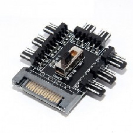 HUB DE ALIMENTACAO SATA PARA 8 FAN 3PINOS PWM (12V)